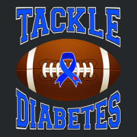 Football Tackle Diabetes Awareness Blue Ribbon Crewneck Sweatshirt | Artistshot