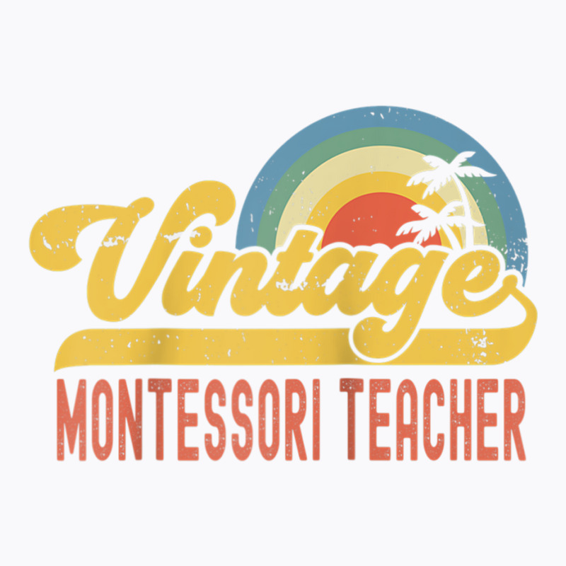 Montessori Teacher Vintage Sunset Profession Retro Job Title Raglan Ba T-shirt | Artistshot