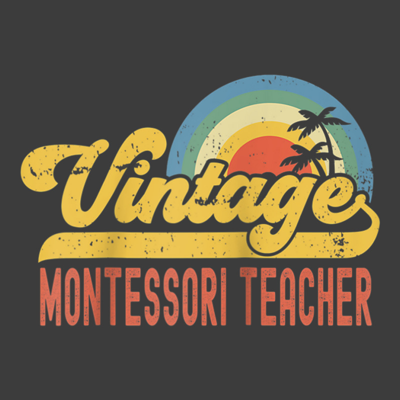 Montessori Teacher Vintage Sunset Profession Retro Job Title Raglan Ba Men's Polo Shirt | Artistshot