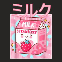 Funny Retro 90s Japanese Kawaii Strawberry Milk Shake Carton Ladies Fitted T-shirt | Artistshot