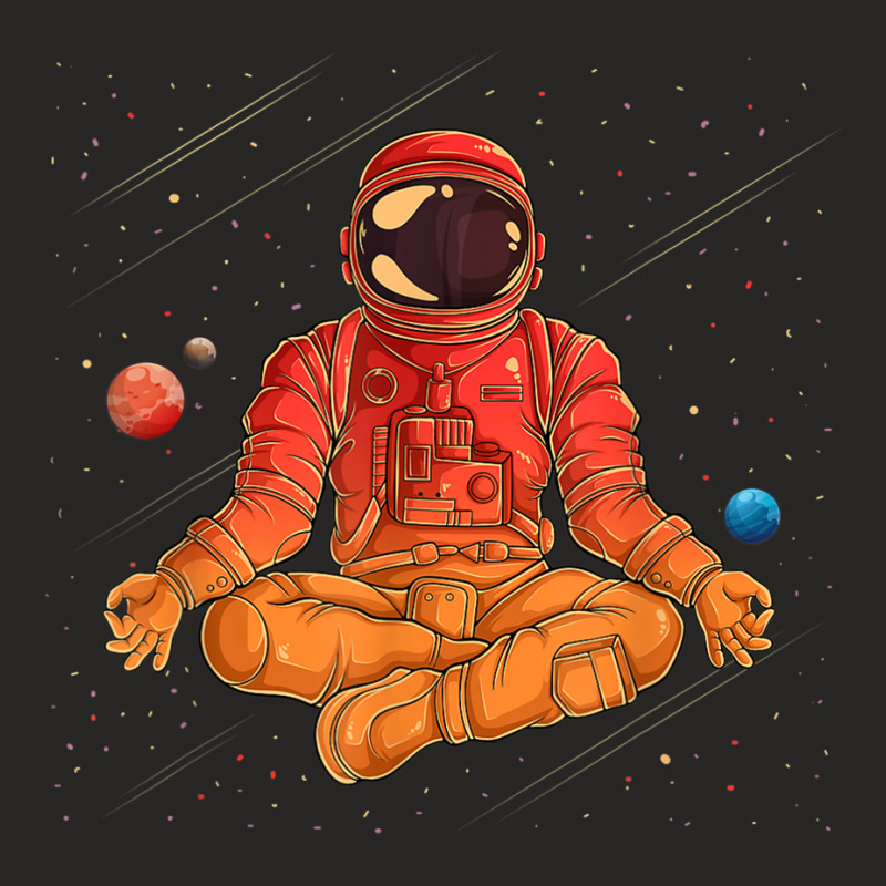 Colorful Lotus Meditating Astronaut Meditation Outer Space Ladies Fitted T-Shirt by AmberKelsey | Artistshot