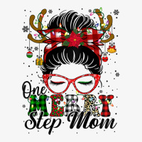 Womens One Merry Step Mom Messy Bun Christmas Family Xmas Pajamas Ragl Ladies Fitted T-shirt | Artistshot