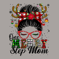 Womens One Merry Step Mom Messy Bun Christmas Family Xmas Pajamas Ragl Racerback Tank | Artistshot