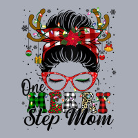 Womens One Merry Step Mom Messy Bun Christmas Family Xmas Pajamas Ragl Tank Dress | Artistshot