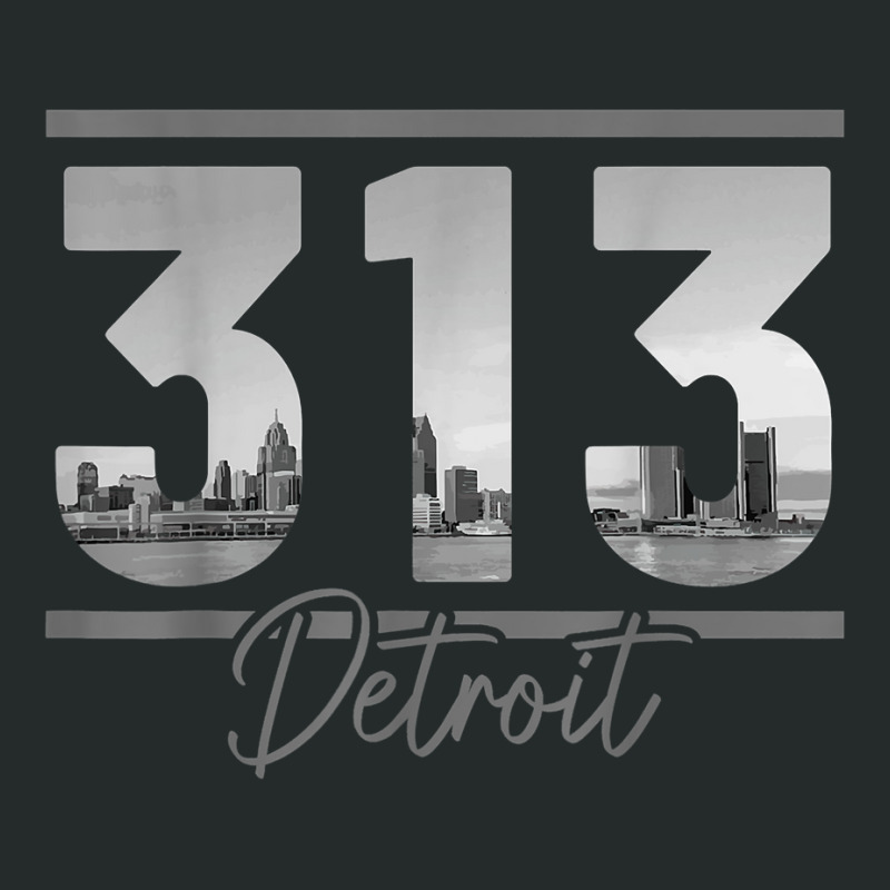 Detroit 313 Area Code Skyline Michigan Vintage T Shirt Women's Triblend Scoop T-shirt by cm-arts | Artistshot