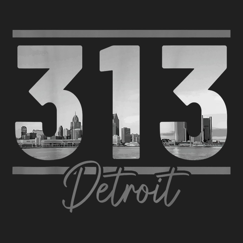 Detroit 313 Area Code Skyline Michigan Vintage T Shirt Ladies Polo Shirt by cm-arts | Artistshot