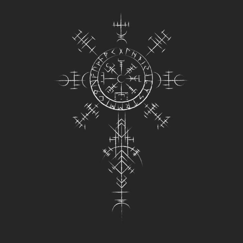 Classic Viking Symbols Compass Vegvisir Nordic (on Back) Ladies Fitted T-Shirt by MaraRojas | Artistshot