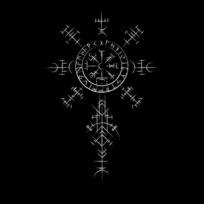 Classic Viking Symbols Compass Vegvisir Nordic (on Back) Cropped Hoodie by MaraRojas | Artistshot