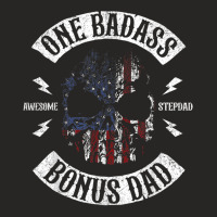 Mens One Badass Bonus Stepdad Birthday Step Dad Fathers Day Gift Ladies Fitted T-shirt | Artistshot