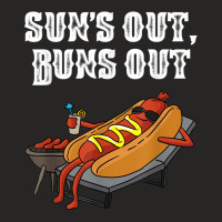 Suns Out Hot Dog Buns Out Funny Sausage Bbq Food Lover Gift Ladies Fitted T-shirt | Artistshot