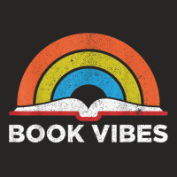 Vintage Retro Book Vibes Rainbow Gift For Reading Lovers Ladies Fitted T-shirt | Artistshot