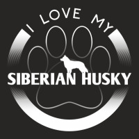 Siberian Husky Lover Design I Love My Siberian Husky Circle Paw Simple Ladies Fitted T-shirt | Artistshot