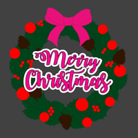 Green Red And Pink Wreath With Merry Christmas Text Overlay Vintage T-shirt | Artistshot