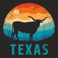 Texas Longhorn Cow Vintage Texan Cattle Herd Retro Lone Star Ladies Fitted T-shirt | Artistshot