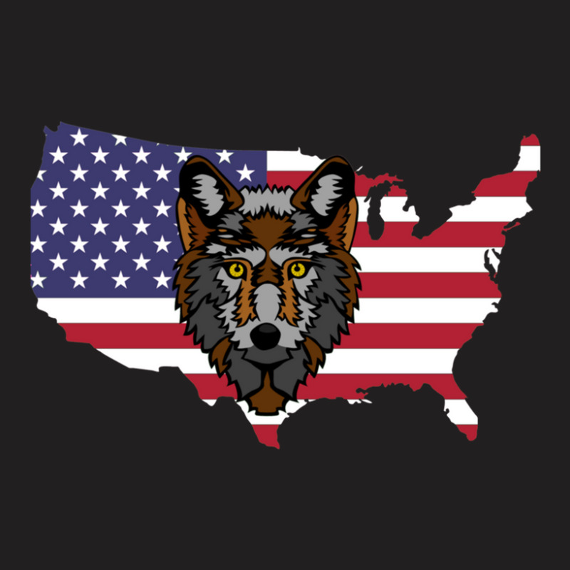 American Flag Map Wolf T-shirt | Artistshot