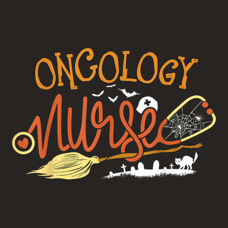 Oncology Nurse Halloween Oncologist Nursing Witch On Broom Ladies Fitted T-Shirt by LucianaFoster | Artistshot