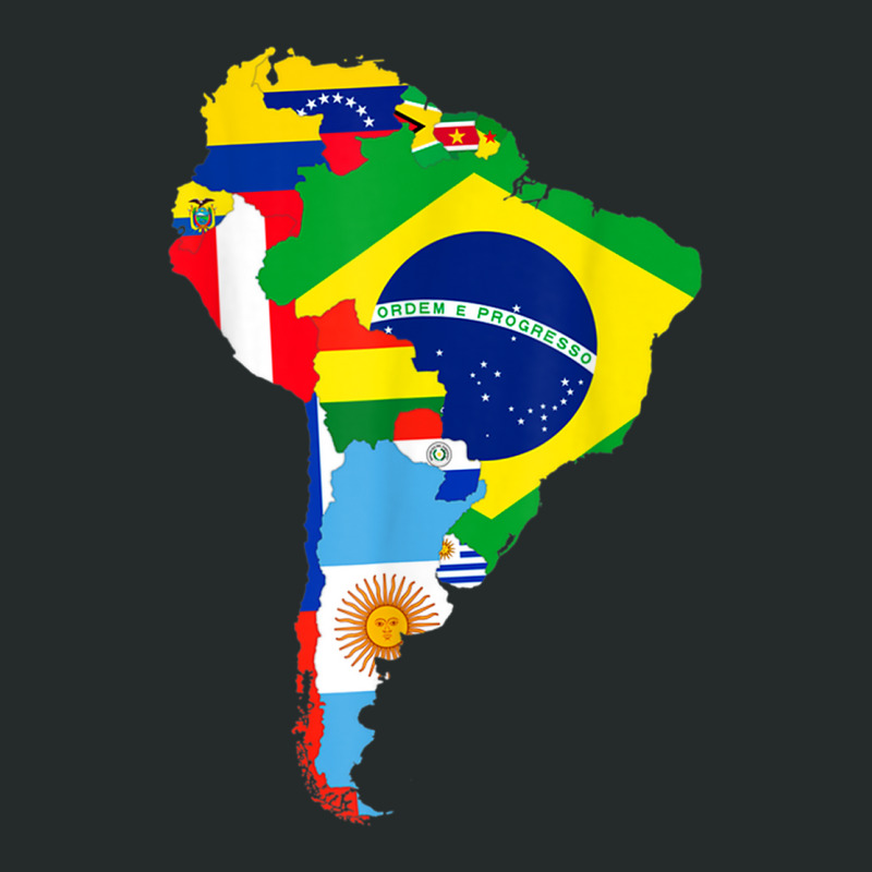 Latin South America Continent Map Flags Women's Triblend Scoop T-shirt by CruzChapman | Artistshot