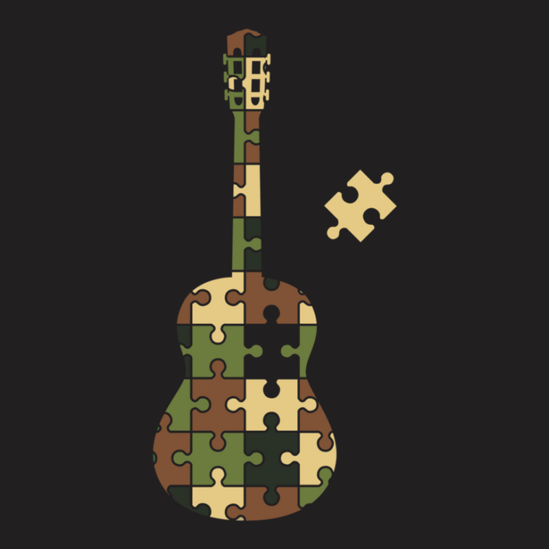 Camouflage Puzzle Classical Guitar Silhouette T-shirt | Artistshot