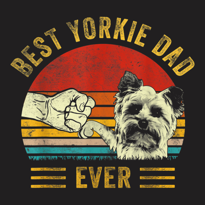 Mens Best Yorkie Dad Ever Retro Yorkshire Terrier Funny Dog Lover T-shirt | Artistshot