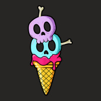 Pastel Goth Skulls And Bones Ice Cream Cone Ladies Fitted T-shirt | Artistshot