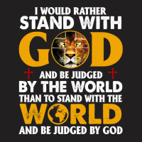 Jesus Christ Christian Lion Jesus Cross Id Rather Stand With God Knigh T-shirt | Artistshot