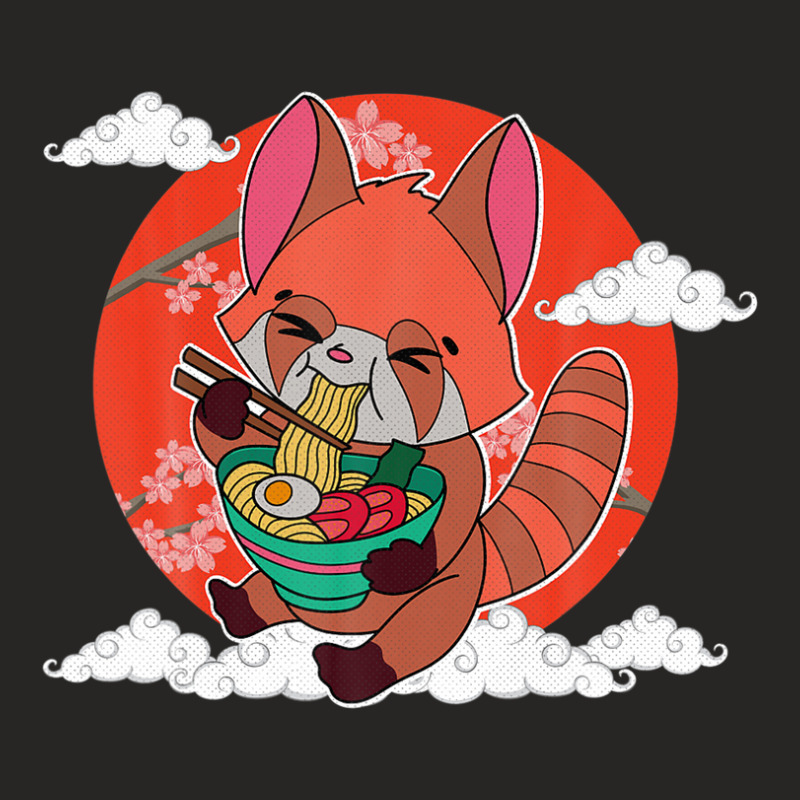 Red Panda Ramen Noodle Japan Cuisine Japanese Asian Food Ladies Fitted T-Shirt by beastonkriss | Artistshot