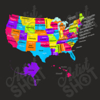 United States Map With States And Capital Cities Ladies Fitted T-shirt | Artistshot