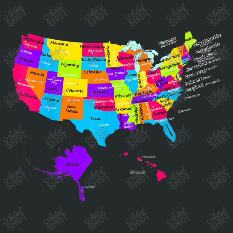 United States Map With States And Capital Cities Women's Triblend Scoop T-shirt by MechelleMilliken | Artistshot