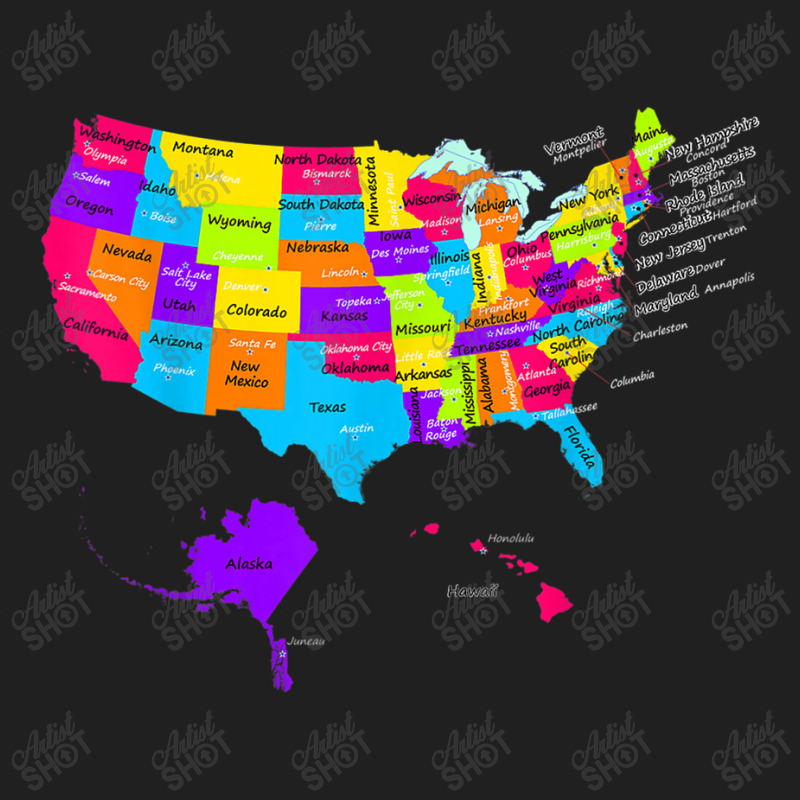 United States Map With States And Capital Cities Ladies Polo Shirt by MechelleMilliken | Artistshot