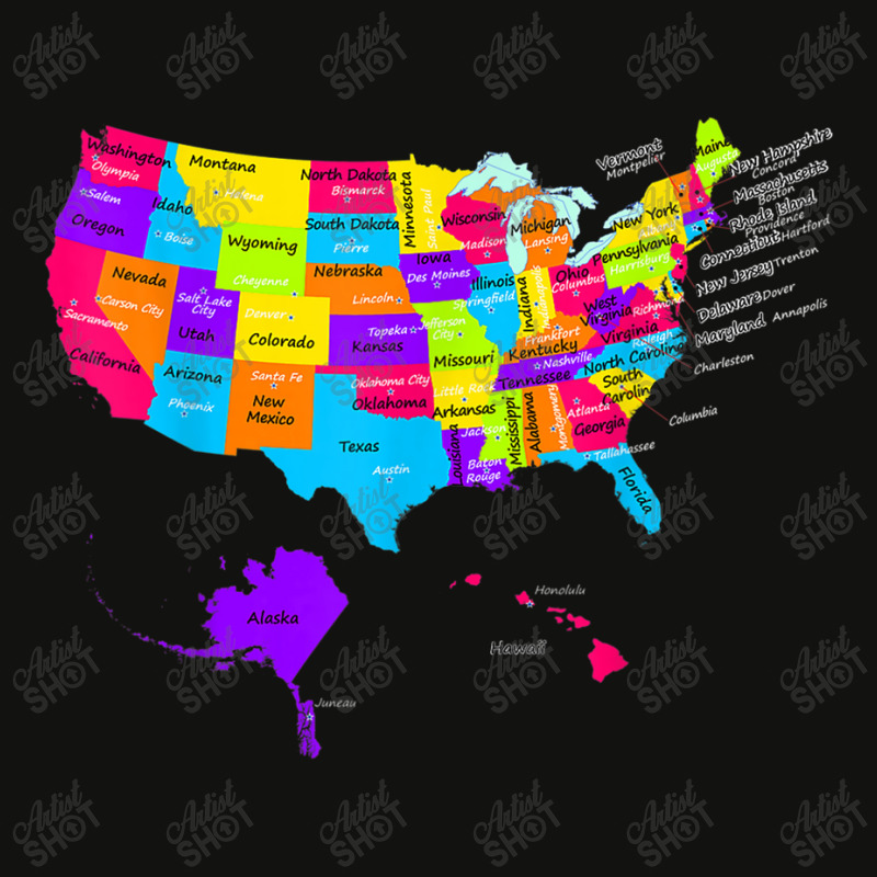 United States Map With States And Capital Cities Scorecard Crop Tee by MechelleMilliken | Artistshot