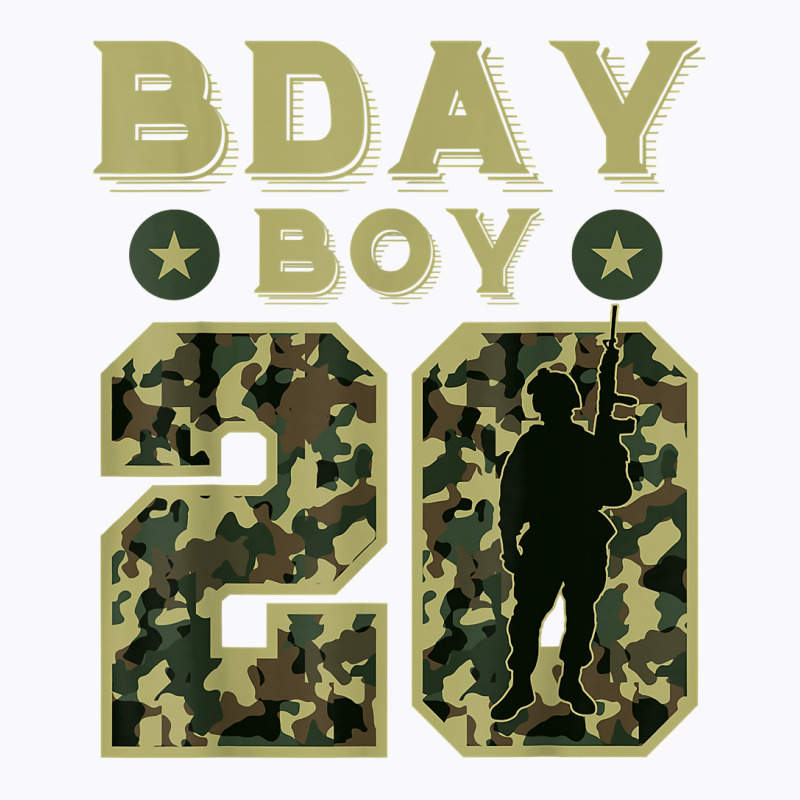 Birthday Boy 20 Camouflage Bday Party Soldier Military 20th T Shirt T-shirt | Artistshot