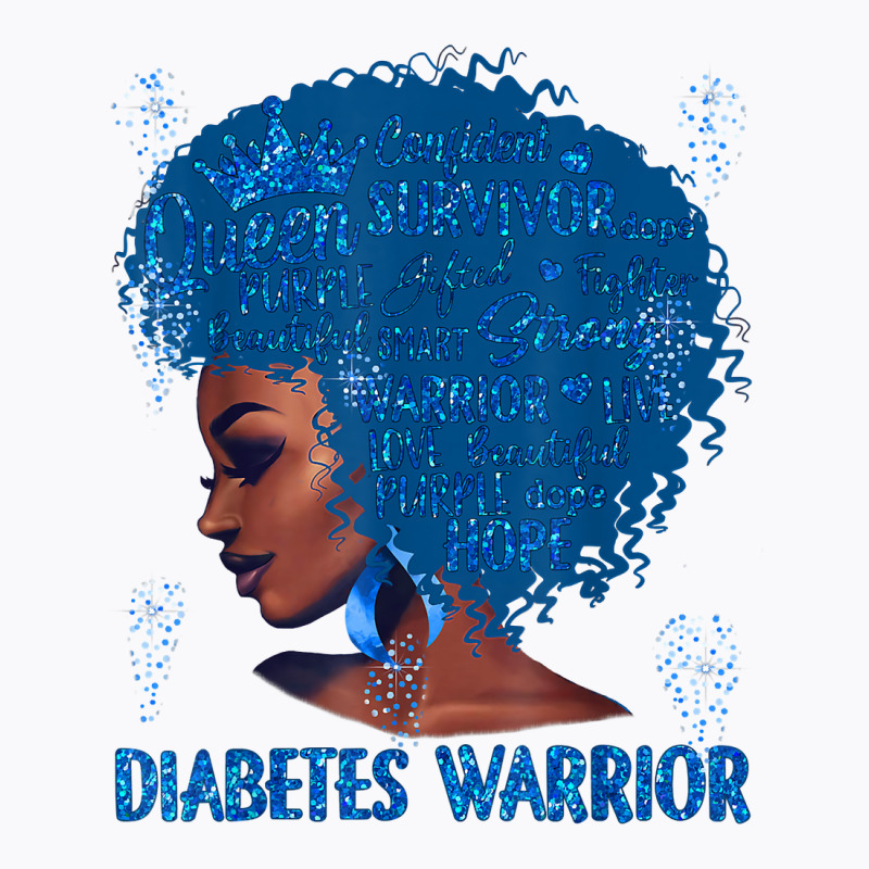 Black Woman Afro African Type 1 Diabetes Warrior Ribbon Blue T Shirt T-shirt | Artistshot