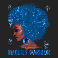 Black Woman Afro African Type 1 Diabetes Warrior Ribbon Blue T Shirt 3/4 Sleeve Shirt | Artistshot