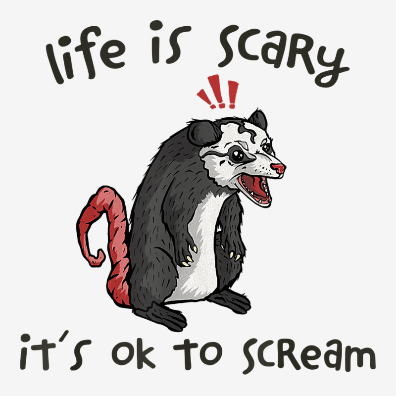 Life Is Scary It's Ok To Scream Funny Possum Screaming Meme T Shirt Adjustable Cap by vivianadubcy | Artistshot