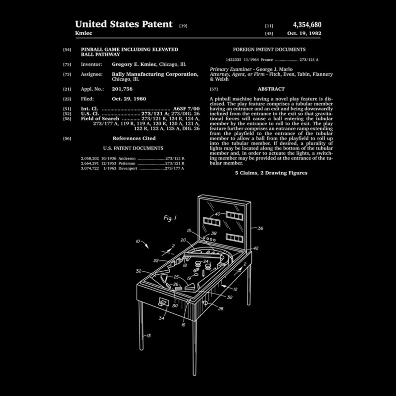 Pinball Machine Patent  Blueprint Adjustable Cap | Artistshot