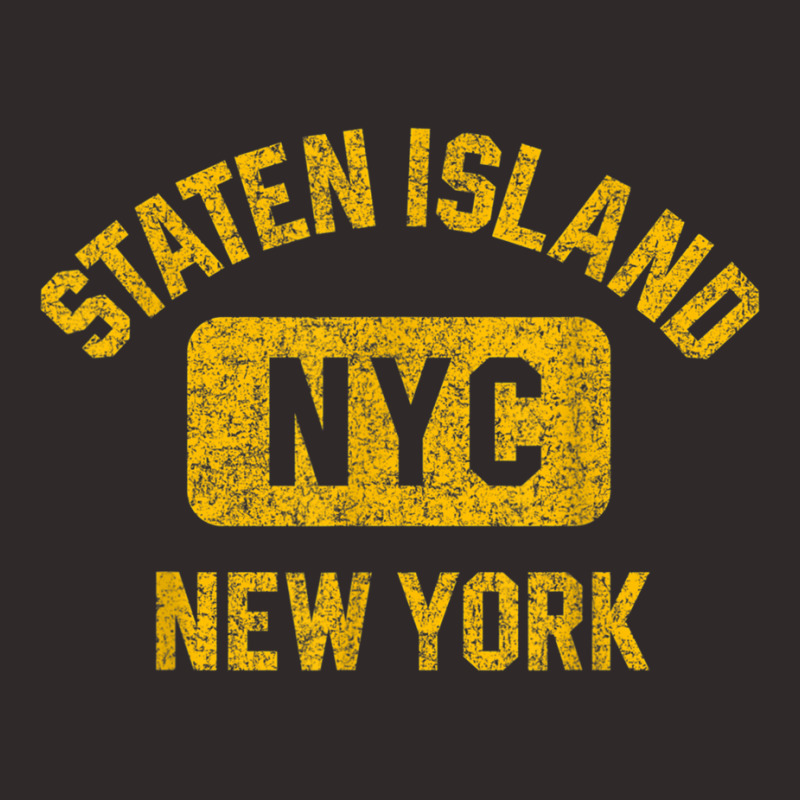 Staten Island Nyc Gym Style Distressed Amber Print Racerback Tank by LilyWillis | Artistshot