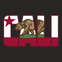 Cali Text With California Republic Flag And California Bear Ladies Fitted T-shirt | Artistshot