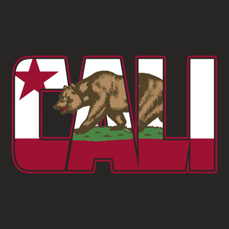 Cali Text With California Republic Flag And California Bear Ladies Fitted T-Shirt by Mathew Rodden | Artistshot