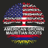 Usa & Mauritius Flags Tee American Grown Mauritian Roots T Shirt Ladies Fitted T-shirt | Artistshot