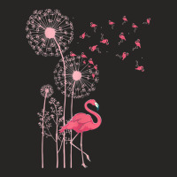 Flower Dandelion Exotic Animal Tropical Bird Pink Flamingo Ladies Fitted T-shirt | Artistshot