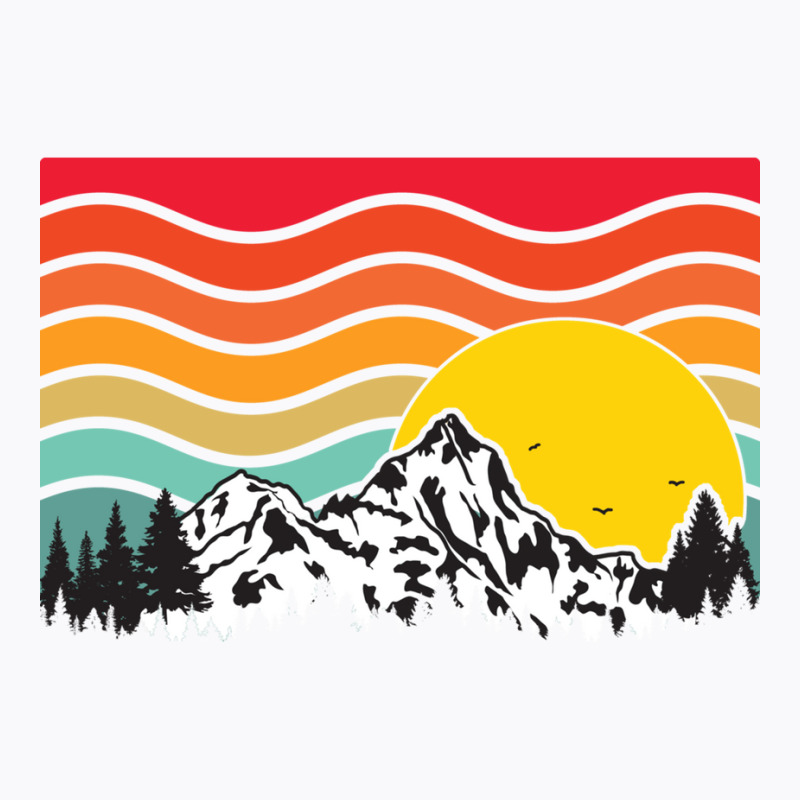 Wavy Retro Mountain Sunrise T-shirt | Artistshot