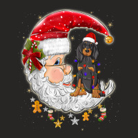 Black And Tan Coonhound Dog With Santa Hat Christmas T Shirt Ladies Fitted T-shirt | Artistshot