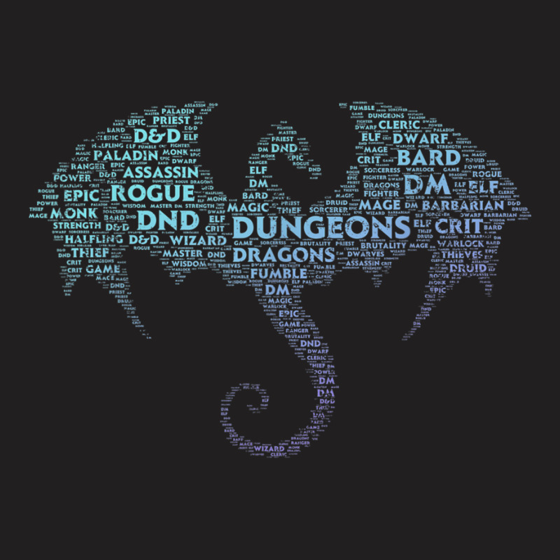 Dragon Word Art Dungeon Crawler Rpg Dm Gaming T-Shirt by ReenaKonicek | Artistshot