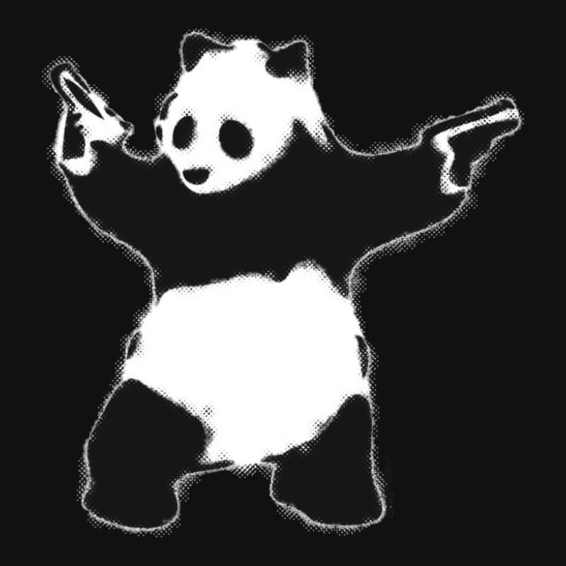 Banksy Panda With Guns Black And White Graffiti Street Art With Banksy 