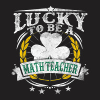 Gift One Lucky Math Teacher Messy Bun Bleached St Patrick S Day T-shirt | Artistshot