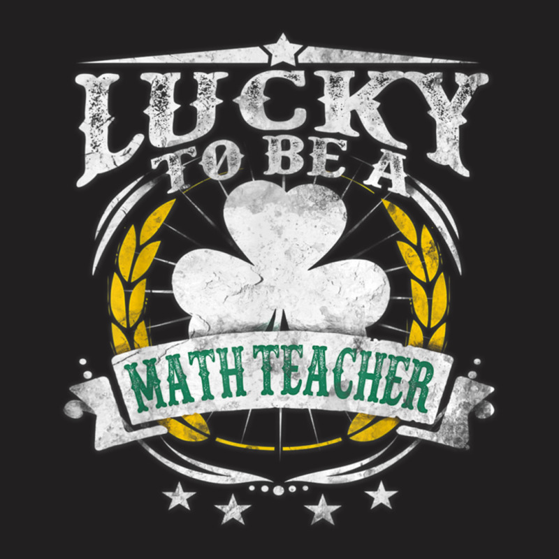 Gift One Lucky Math Teacher Messy Bun Bleached St Patrick S Day T-shirt | Artistshot