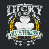 Gift One Lucky Math Teacher Messy Bun Bleached St Patrick S Day Crewneck Sweatshirt | Artistshot