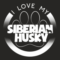 Siberian Husky Lover Design I Love My Siberian Husky Circle Paw Chunky Ladies Fitted T-shirt | Artistshot