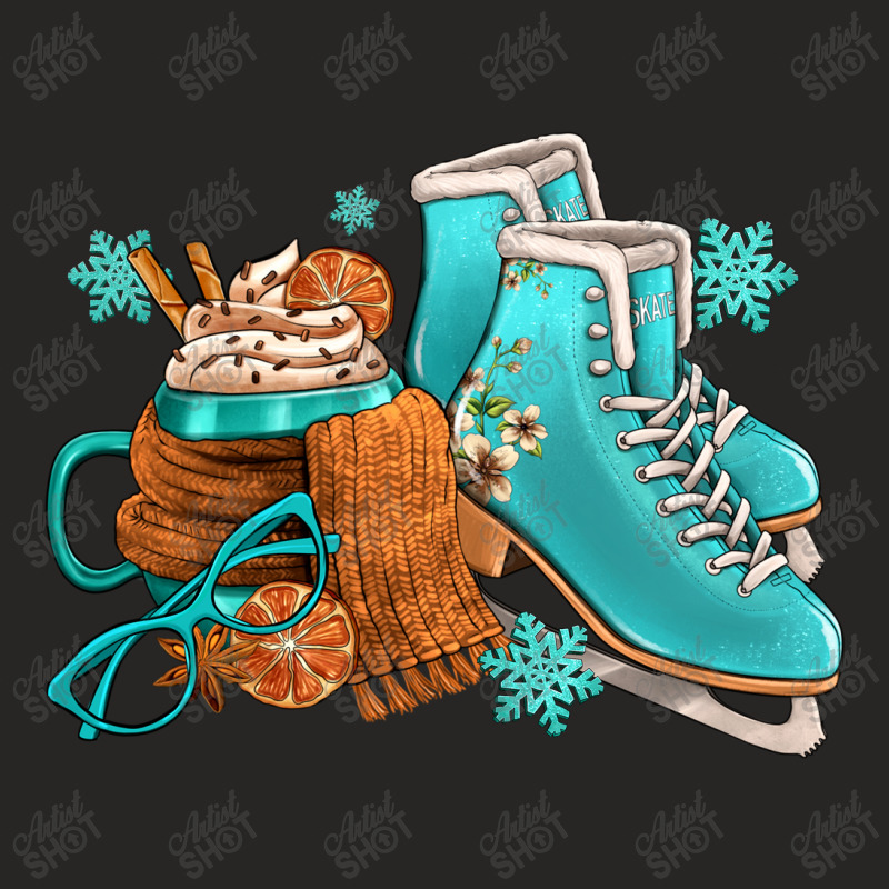 Winter Ice Skating Boots And Coffee Ladies Fitted T-Shirt by FaDigitalArtStudio | Artistshot