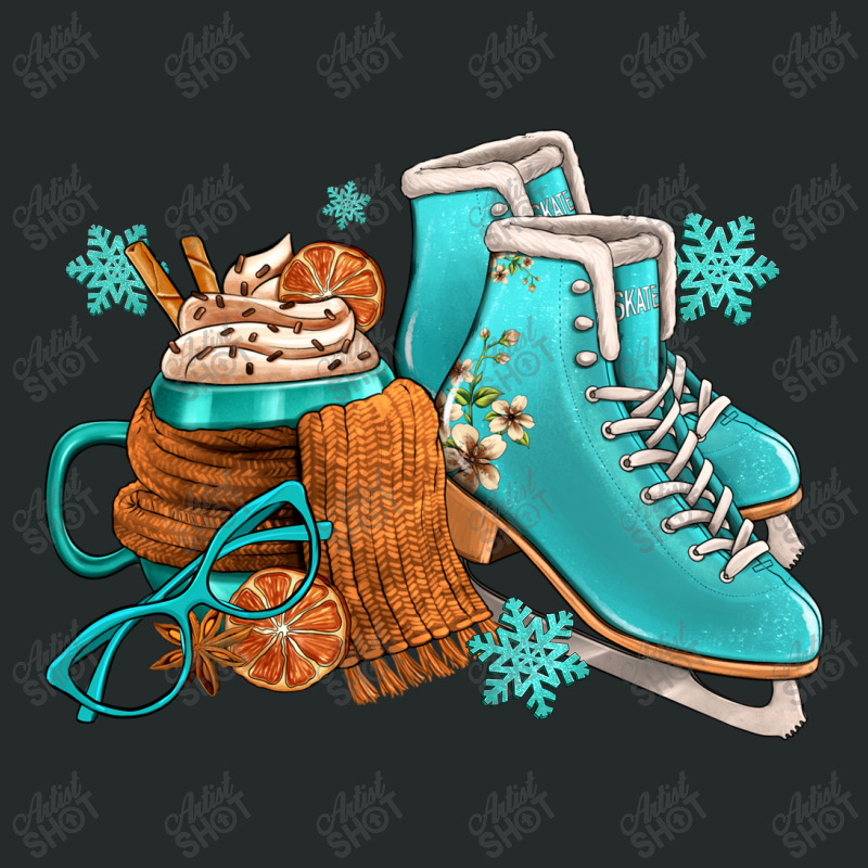 Winter Ice Skating Boots And Coffee Women's Triblend Scoop T-shirt by FaDigitalArtStudio | Artistshot